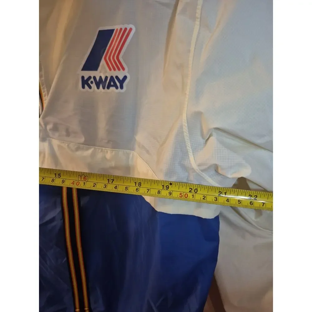 Kappa KWAY Blue White Windbreaker Jacket Medium Hoodie Italy Le Vrai Leon Banda